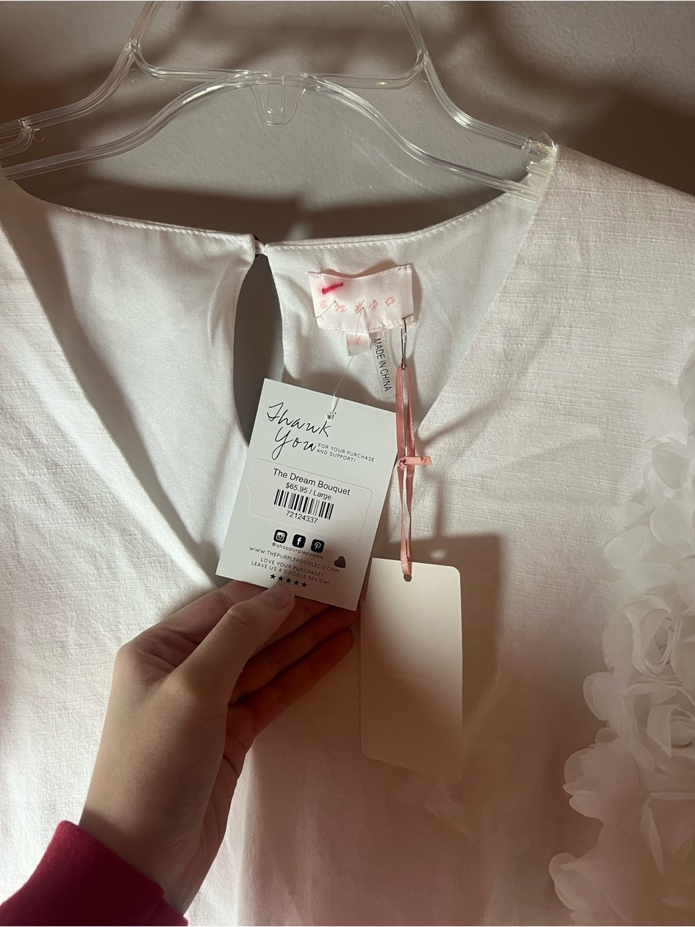 Entro NEW White Rose Sleeve Cotton Mini Dress Bridal Preppy Bachelorette Sz L - Picture 5 of 10